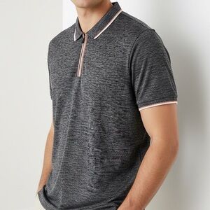Charcoal Polo Shirt with Pink Accents